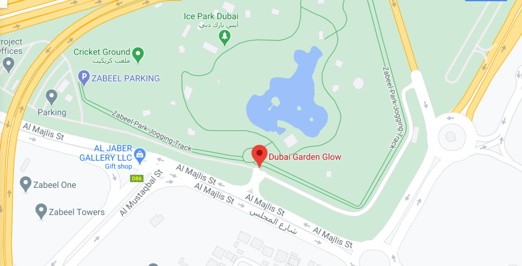 dubai glow garden location map